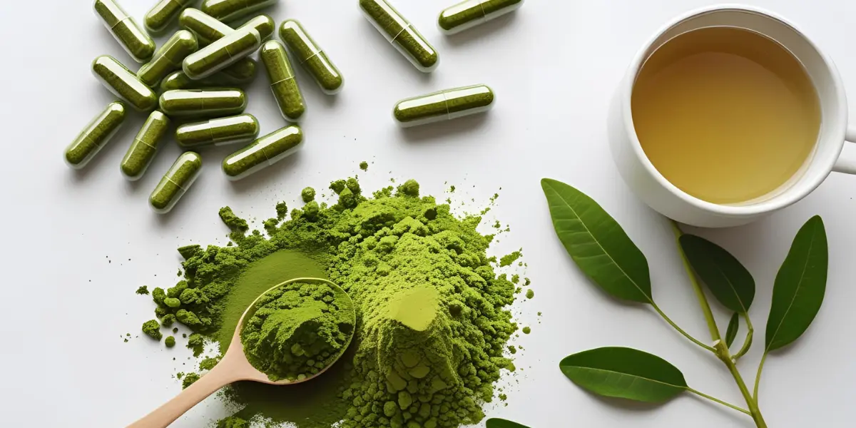 Different forms of Moringa Magic Supplements: capsules, powder, and tea, ready to be incorporated into a healthy daily routine.