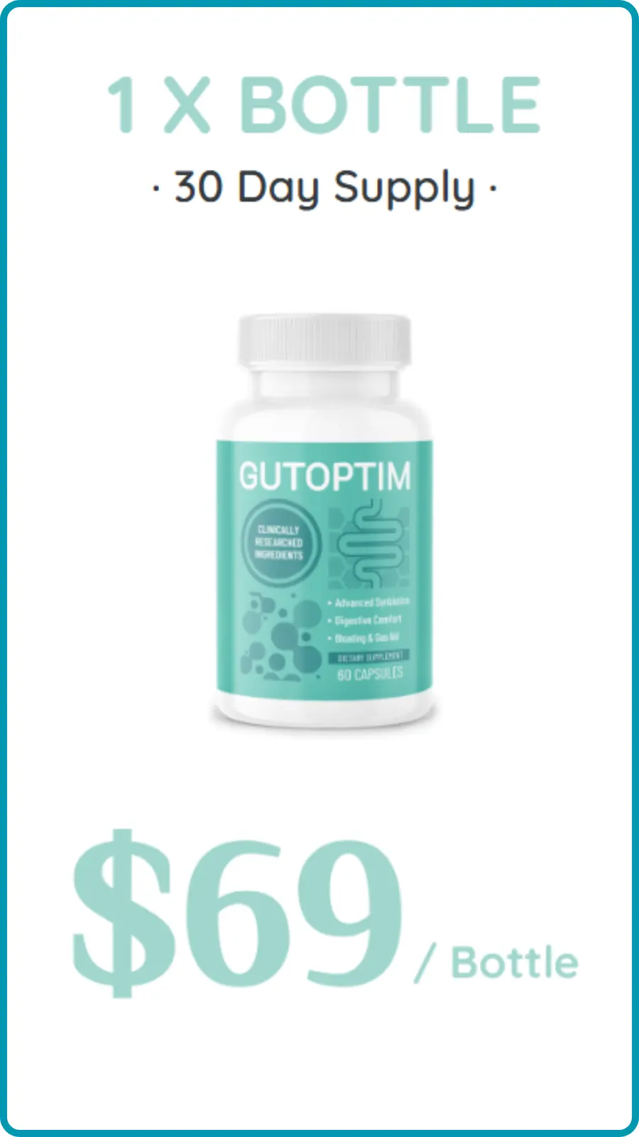 1 Bottle GutOptim – 30 Day Supply with Free Shipping – $69 Total