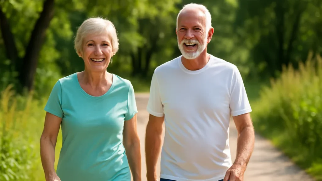 Active senior couple enjoying life after using the best nitric oxide supplement for seniors