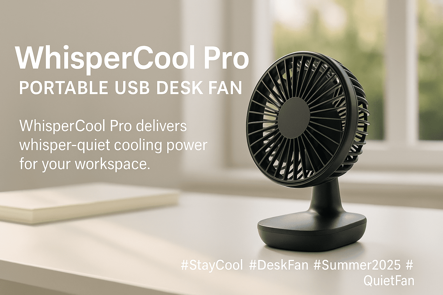PowerBreeze X USB desk fan on outdoor table