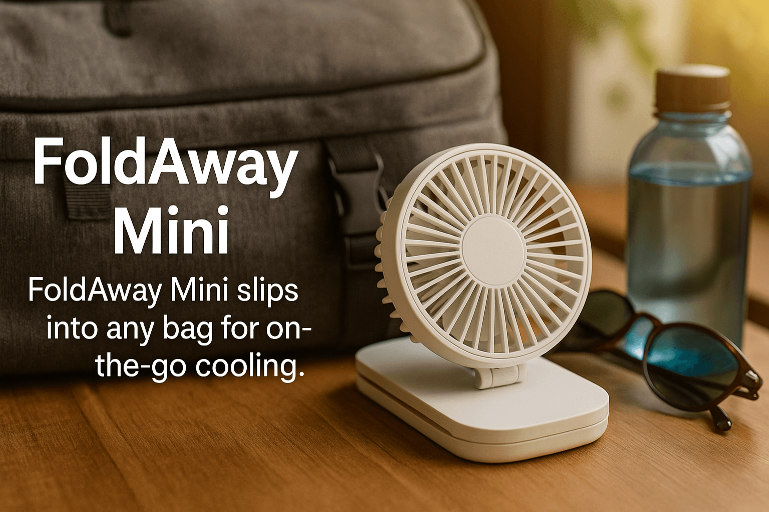 FoldAway Mini folded on travel bag