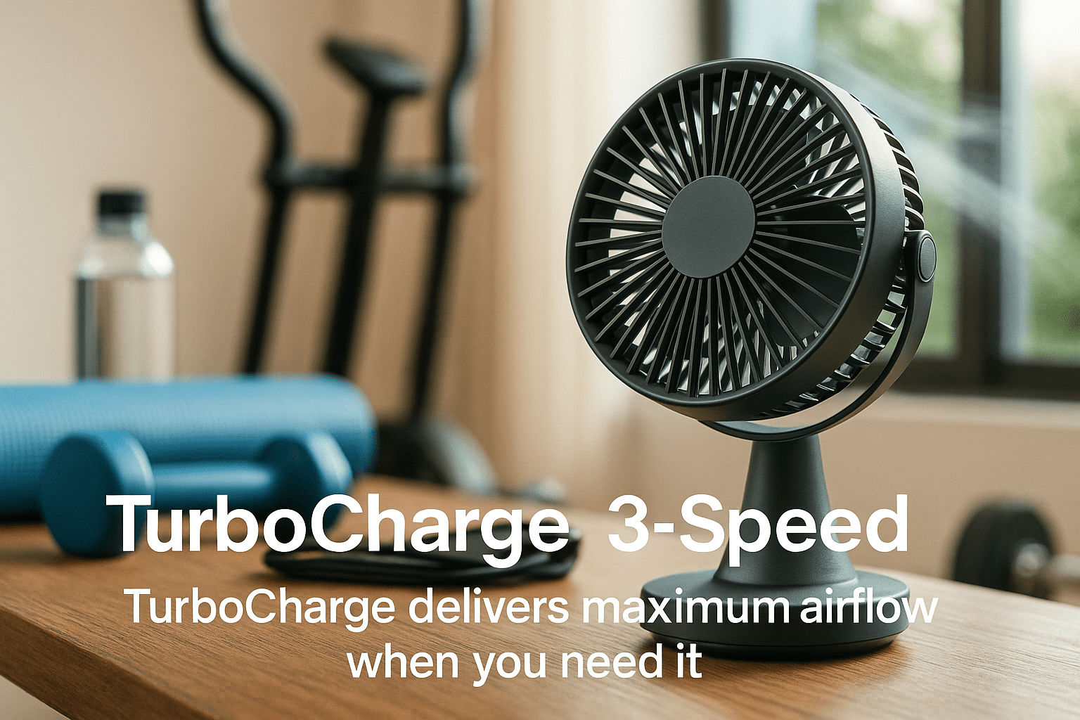 TurboCharge 3-Speed fan in home gym