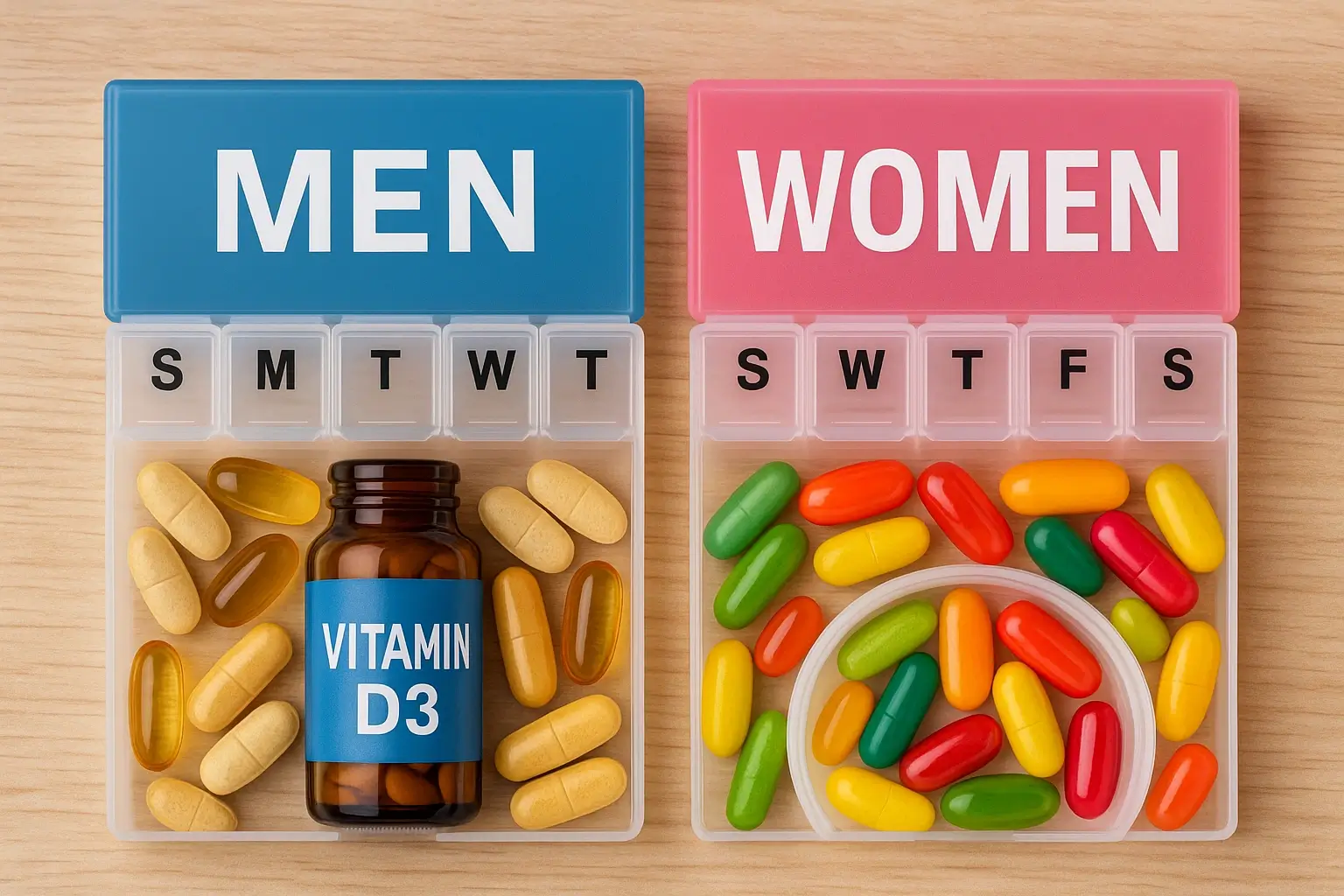 Men’s and women’s multivitamins in weekly pill organizers - Best Health Supplements