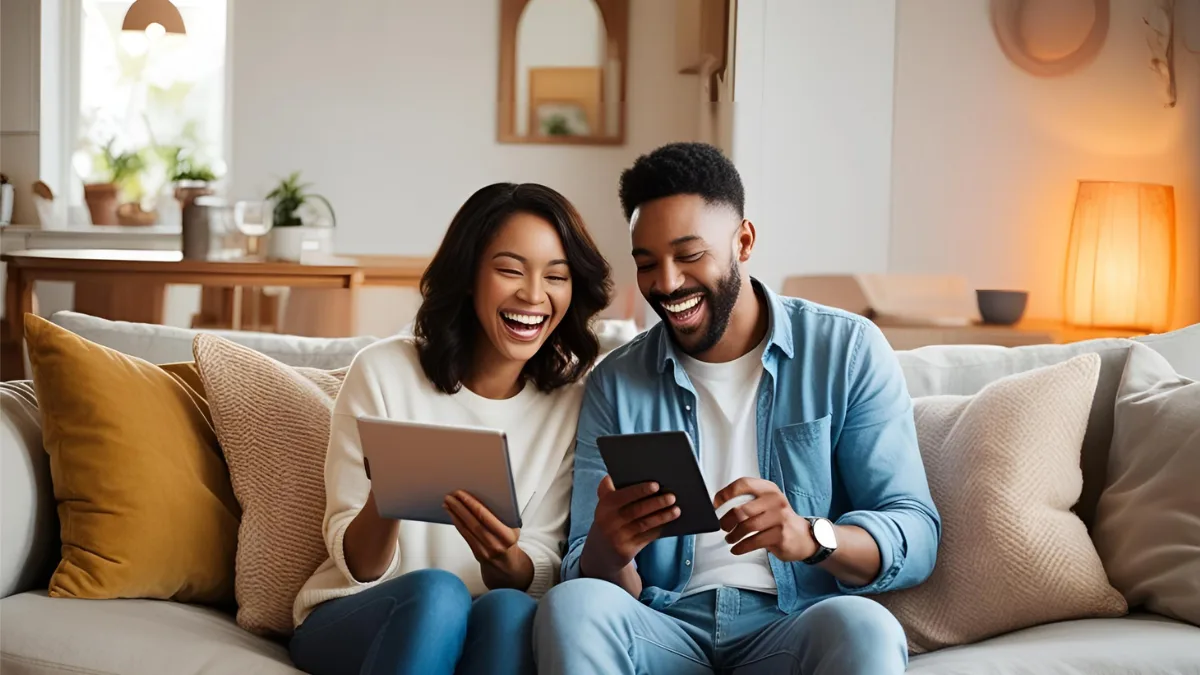 Couple enjoying passive income together by using Honeygain