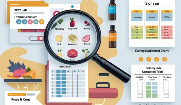Infographic of Benshi Store’s review workflow across categories like Food, Fashion, Supplements, Beauty, and Sports.