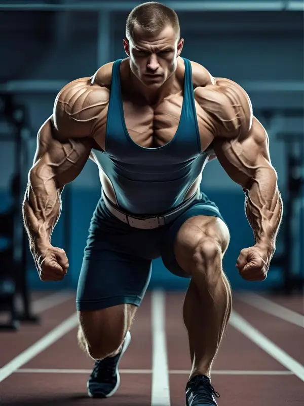 Dynamic athlete lifting weights, symbolizing enhanced muscle growth and recovery for athletes with Advanced Amino Formula.