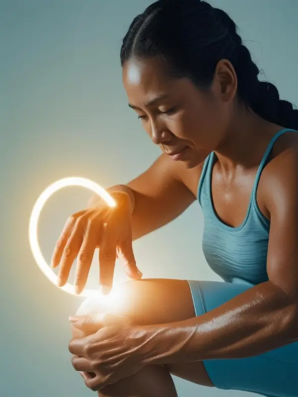 Person demonstrating gentle stretching after injury, signifying accelerated healing and tissue repair with Advanced Amino Formula.