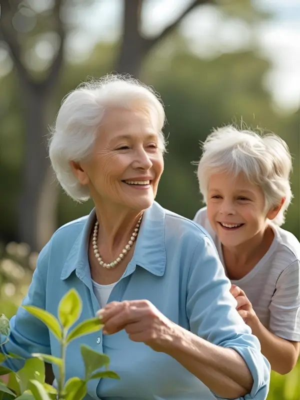 Active senior enjoying gardening, symbolizing sustained vitality and muscle health for aging individuals with Advanced Amino Formula.