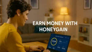 Earn money with Honeygain dashboard on laptop screen